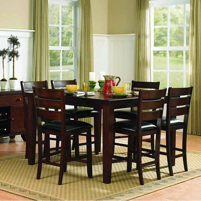 Millwood Pines Leola 7 Piece Extendable Rubberwood Dining Set